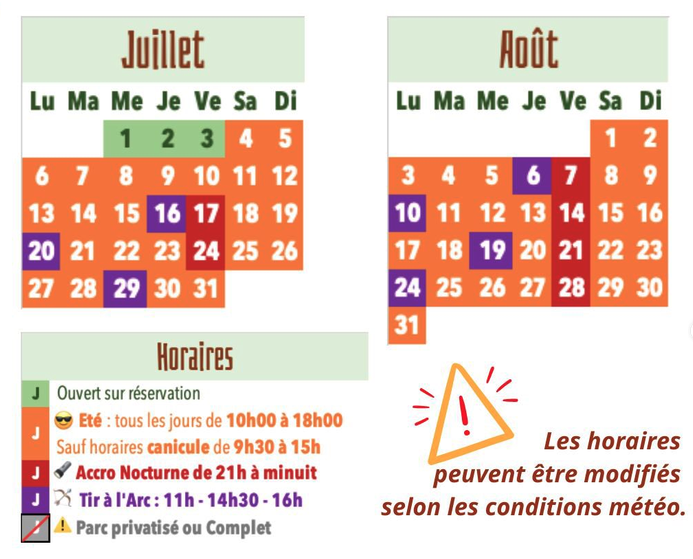 Planning Canopée Dentelée été 2026